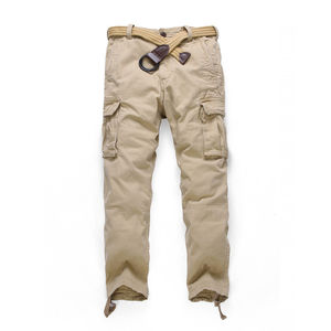 กางเกงคาร์โก้ผู้ชายเอวสูง ผ้าฝ้าย 100% เป็นมิตรกับสิ่งแวดล้อม ยืดหยุ่น สวมใส่สบาย มีหกกระเป๋า คุณภาพสูง ขายส่ง - Product Image 5