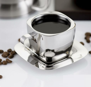 Ensemble de tasses à café et soucoupes en acier inoxydable, tasses à expresso en métal, vaisselle de qualité supérieure réutilisable de qualité alimentaire pour hôtel, restaurant, café, professionnel - Product Image 5