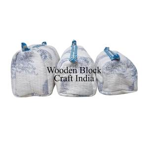 ชุดกระเป๋าผ้าฝ้ายเย็บมือ 3 ใบ งานฝีมือแบบดั้งเดิม พิมพ์โลโก้ตามสั่ง กระเป๋าผ้าฝ้ายเย็บลาย ทำจากผ้าฝ้ายรักษ์โลก - Product Image 2