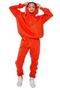 Nouveau style Logo personnalisé femmes décontracté solide longueur régulière hiver à manches longues polaire à capuche survêtement empilé pantalon - Product Image 4