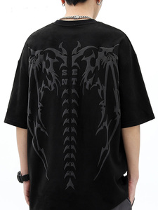 Custom Puff Print Suede <strong>t</strong> <strong>Shirt</strong> Men Drop Shoulder Oversized <strong>t</strong> <strong>Shirt</strong> <strong>3d</strong> Puff Print <strong>t</strong> <strong>Shirt</strong> - Product Image 4