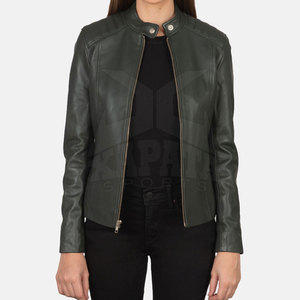 Veste d'hiver pour femme en cuir de vache véritable, coupe-vent, écologique, col montant, grande taille, respirante, idéale pour l'extérieur - Product Image 4