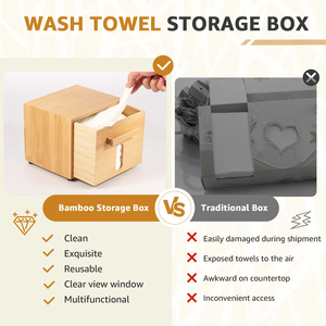 NEW PRODUCT! Tienphong 2025 Face <b>Towel</b> Bamboo Storage Wood Tissue <b>Box</b> Drawer Design Easy Access <b>Towel</b> Storage <b>Box</b> - Product Image 6