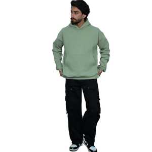 Sweats à capuche en molleton vert menthe anti-boulochage pour hommes avec impression par transfert de chaleur pour les commandes personnalisées vente en gros de vêtements de sport personnalisés - Product Image 5