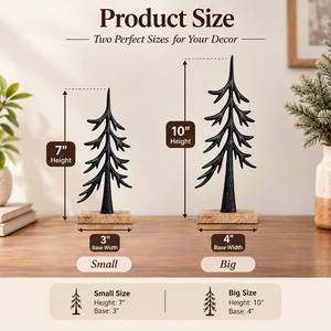 Minimalist Wooden Pine <b>Tree</b> Decor Set 2Pcs Tabletop <b>Christmas</b> Winter Forest Theme Home Decoration - Product Image 5