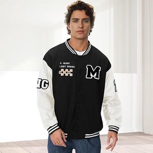 Unisex 2025 Vintage Baseball Bomber <b>Jacket</b> High Street Style Solid Patchwork Varsity Coats for <b>Men</b> <b>Summer</b> Streetwear - Product Image 4