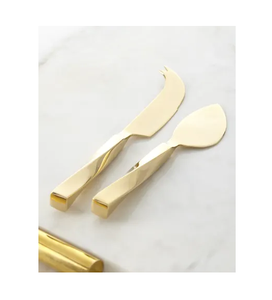 Juego de rebanador de queso de latón y acero, cuchillo de queso con mango en espiral de acero inoxidable hecho a mano, recubrimiento dorado, exclusivo - Product Image 6