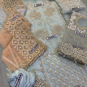 2024 gros nouveaux modèles femmes robes vêtements de mariage 3 pièces non cousues Salwar Kameez costumes de fantaisie - Product Image 4