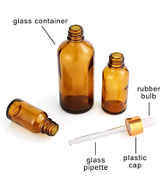 Bouteilles compte-gouttes en verre ambré de 5 ml à 120 ml en gros, emballage personnalisé résistant aux UV pour huiles essentielles et sérums avec plusieurs couvercles