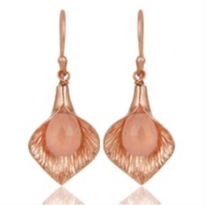 Pendientes en forma de pera de Plata de Ley 925, Gema de Calcedonia rosa, novedad - Product Image 1