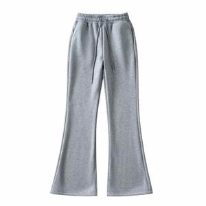 Haute qualité couleur unie collant soie tissu coupe ajustée taille haute décontracté Flare pantalon pour les femmes en Top qualité 2025 - Product Image 1