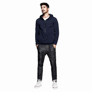 Sudaderas con capucha de manga larga para hombre, prenda deportiva masculina con forro polar de algodón, de Color azul, con logotipo personalizado y etiqueta, para invierno - Product Image 4