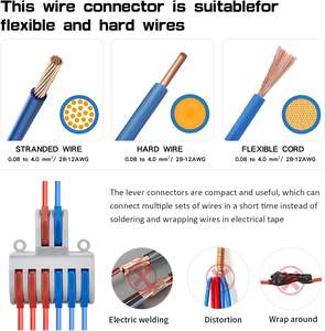 <span class=keywords><strong>2</strong></span> 6 レバーコンパクトアルミ合金ワイヤコネクタバット端子ブロックスプライス配線プッシュイン自動車用ケーブルコネクタ28-12 AWG - Product Image 3