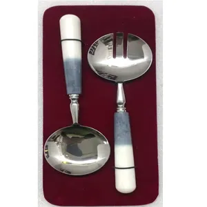 Juego de cubiertos de acero inoxidable con mango de resina, conjunto de cubiertos de Metal con cuchara y tenedor - Product Image 1