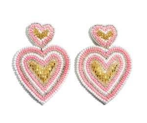 Handmade Seed Beads Triple Heart Drop <b>Earrings</b> Trendy Unisex <b>Holiday</b> Party Valentine's Day Gifts India - Product Image 5