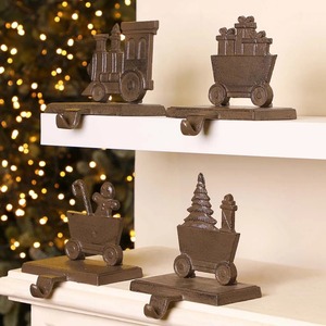 Soporte de calcetín navideño de Metal dorado y plateado de primera calidad para chimenea Mantel Festive Holiday Hanging Rack - Product Image 1