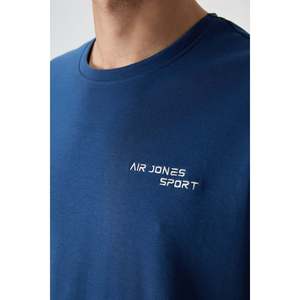 Air Jones Men's Oversize Fit Navy Blue Cotton Blend Soft Embroidered Tracksuit Set, Thick Double <b>Face</b> Interlock Fabric - Product Image 2
