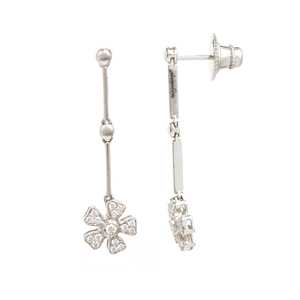 Boucles d'oreilles en or jaune 18 carats élégantes et luxueuses avec diamant, conception de gouttelettes florales VVS1 Clarity EF Color BIS Hallmarked SGL LAB Certified - Product Image 1