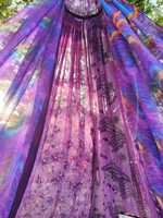 Tente de réception bohème violette pour décoration de mariage, drapage de lit extérieur, espace de méditation, toile de fond pour glamping et jardin hippie