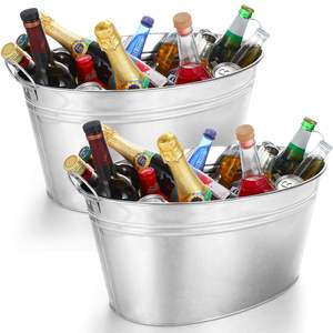Enfriador de vino ovalado galvanizado, cerveza, vino, hielo y bebidas, portátil para fiestas, artículos de Bar, cubo de hielo de champán con asa - Product Image 5