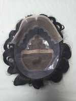 Perruque Lace Front en Cheveux Humains pour Hommes avec Ondulations Naturelles et Styles Raides Crépus - Patchs de Cheveux Indiens Doux