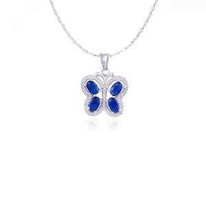 Bonito juego de colgante de mariposa de zafiro azul con bonitos pendientes para niñas y niños, forma ovalada, zafiro azul que da un aspecto de encanto - Product Image 3