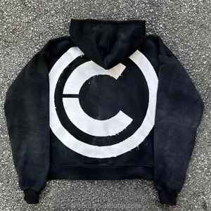 Sweat à capuche d'hiver en éponge française vintage épais surdimensionné 100% coton pour hommes Design Graffiti personnalisé Brodé en détresse - Product Image 6