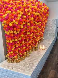 Decoración de boda india decoración del hogar cadena guirnalda caléndula Mango flor campana flor Artificial Navidad graduación telón de fondo Decoración - Product Image 3