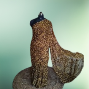 Silk Chiffon Printed Saree <b>and</b> <b>Blouse</b> Indian Clothing - Product Image 3