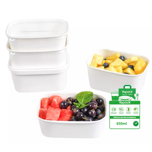 Contenedor rettangolare blanco Kraft de 650 ml, ecologico y practico para alimentare, paquete de 300 unidades, Envios desde Mexico - Product Image 1