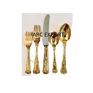 Ensemble de couverts en métal poli or antique dernier modèle avec couverts de table fantaisie pour mariage et événements décoratifs et élégants - Product Image 1