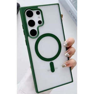 เคสใสแบบไฮบริด Samsung Galaxy S24 Ultra พร้อมวงแหวนแม่เหล็กขอบสีเขียว (บรรจุภัณฑ์ขายปลีก) - Product Image 1