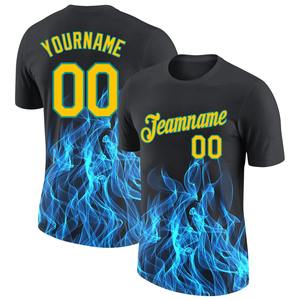 Directo Engro ropa deportiva al por mayor personalizado negro oro-Aqua 3D patrón diseño llama rendimiento camiseta - Product Image 1