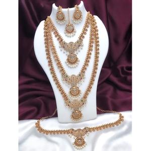 Joyería del templo chapado en oro Lakshmi collar conjunto diosa antigua Lakshmi moneda collar con pendientes para mujer - Product Image 1