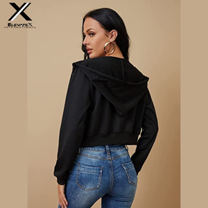 Sudadera de Punto Casual para Mujer con Cuello Alto y Cierre de Cremallera, Manga Corta, Impermeable, Ecológica, Mezcla de Poliéster/Algodón - Product Image 6