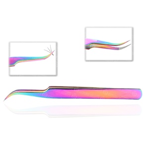 Pinces à épiler en acier inoxydable pour extensions de cils, multicolores, pour une prise parfaite des cils, fabriquées à la main - Product Image 2