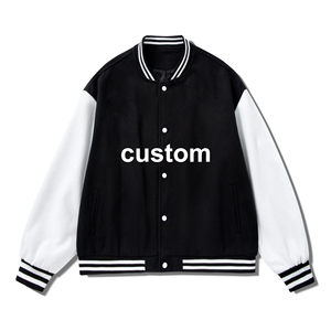 Men's Custom Wool <b>Thin</b> Varsity <b>Jacket</b> with Stand Collar Baseball Theme Winter Bomber <b>Waterproof</b> Windproof Breathable - Product Image 2