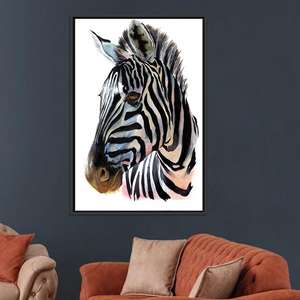 Abstract Zebra Tempered Glass Print - Elegant Bohemian <b>Canvas</b> Artwork,BLACK <b>FRAMED</b> <b>CANVAS</b> - Product Image 1