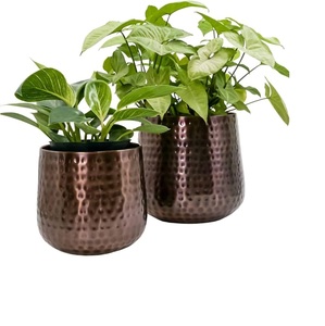 Macetero de Metal de Lujo con Diseño Moderno, Chapado en Oro, Personalizable, con Opción de Colgar, para Uso en Interiores/Exteriores - Product Image 1