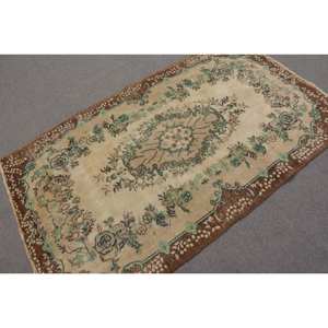 พรมตุรกีโบราณสีเบจสีน้ำตาล4x6.7ft วินเทจแบบคลาสสิกใหม่วัสดุขนสัตว์วิสคอสขนาด10มม. ลาเท็กซ์ - Product Image 2