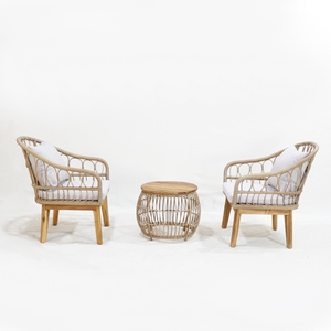 ชุดเฟอร์นิเจอร์3ชิ้นเก้าอี้เชือกทอพร้อมหมอนอิงและโต๊ะกลมไม้อะคาเซีย - Product Image 4