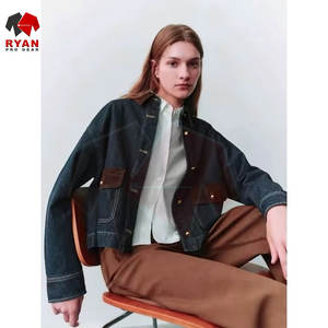 Veste en jean surdimensionnée pour femmes, OEM ODM, veste en jean décontractée en coton, fabricant en gros - Product Image 4