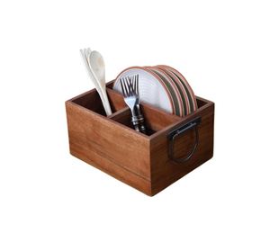 Best Wooden Utensil Organizer With Black Metal Handle Caddy Kitchen Tool Organizer For Home Restaurants And Hotel Hot Selling - Product Image 6