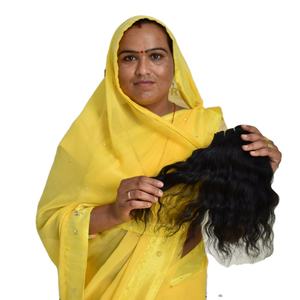 การประมวลผลทางเคมีดิบ 100% ไม่มีวัดบริสุทธิ์ธรรมชาติมัดสีดําทอต่อผมมนุษย์หยัก - Product Image 1