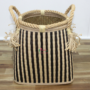High Quality Woven Palm Leaf Storage Container With <b>Rope</b> Handles, Modern and Stylish <b>Basket</b> For Gift Boxes & Home Decor - Product Image 2