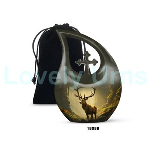 Vente chaude larme croix cerf grande urne commémorative urne personnalisée pour les cendres humaines avec sac de velours gratuit - Product Image 2