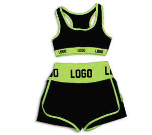 Ensemble de yoga deux pièces de haute qualité pour femmes soutien-gorge de sport à col en V et short en spandex Logo personnalisé vêtements de sport de fitness - Product Image 3