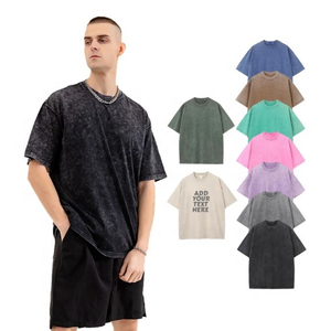 เสื้อยืดผู้ชายผ้าฝ้ายแบบกรด250 GSM สำหรับทำความสะอาดไหล่ตกหล่นทนทานเสื้อยืดวินเทจสั่งทำได้ - Product Image 1