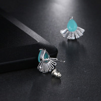 Quantité minimale de commande 2 pièces en gros femmes bijoux géométrie émeraude ventilateur classique Vintage mode bijoux boucles d'oreilles