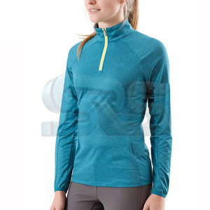 Directo de fábrica, camisas ecuestres para mujer, manga larga, media cremallera, capa Base de equitación, Spandex, nailon, Jodhpur y calzones, equitación - Product Image 1